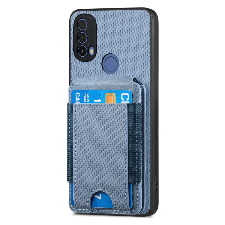 For Motorola Moto G Play 2024 4G Carbon Fiber Vertical Flip Wallet Stand Phone Case(Blue) - Motorola Cases by buy2fix | Online Shopping UK | buy2fix