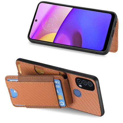 For Motorola Moto G Power 2024 5G Carbon Fiber Vertical Flip Wallet Stand Phone Case(Brown) - Motorola Cases by buy2fix | Online Shopping UK | buy2fix