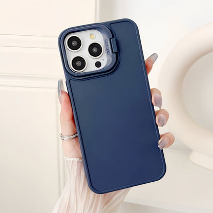 For iPhone 16 Pro Lens Frame Holder Shockproof Phone Case(Blue) - iPhone 16 Pro Cases by buy2fix | Online Shopping UK | buy2fix