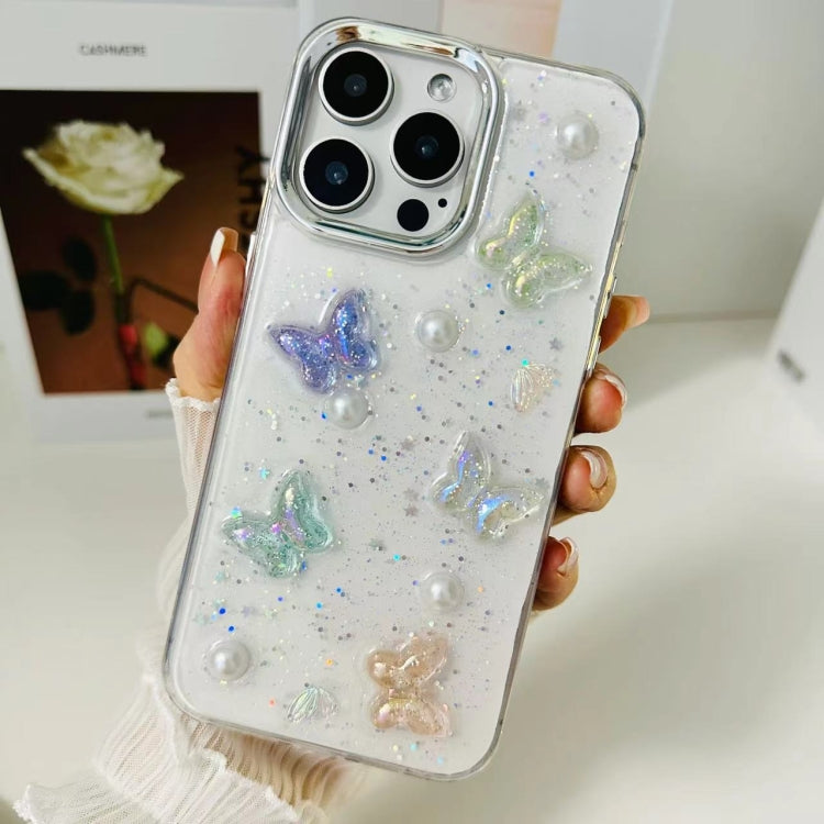 For iPhone 16 Plus 3D Colorful Crystal Butterfly TPU Phone Case(Butterfly Pearl) - iPhone 16 Plus Cases by buy2fix | Online Shopping UK | buy2fix