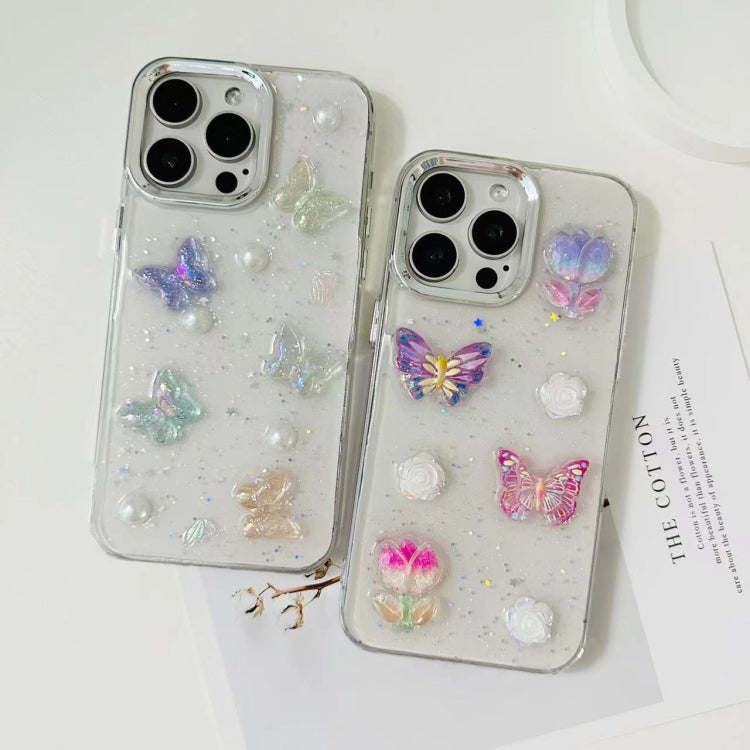 For iPhone 16 Pro 3D Colorful Crystal Butterfly TPU Phone Case(Butterfly Pearl) - iPhone 16 Pro Cases by buy2fix | Online Shopping UK | buy2fix