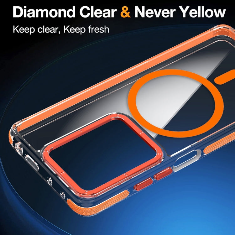 For Xiaomi Redmi Note 13 Pro 4G Magsafe Two-color TPU Transparent PC Shockproof Phone Case(Orange) - Note 13 Pro Cases by buy2fix | Online Shopping UK | buy2fix