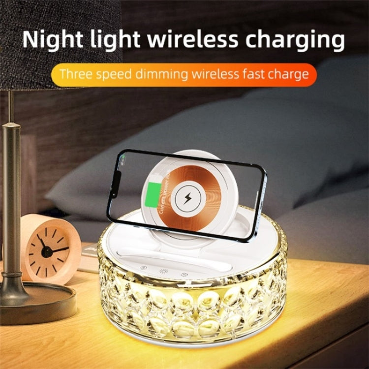 F11 Mobile Phone Holder Desktop Wireless Charger Dock Multi-Function Crystal Night Light - Wireless Charger by buy2fix | Online Shopping UK | buy2fix