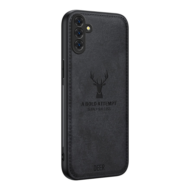 For Samsung Galaxy S25+ 5G Deer Head Cloth Skin All-inclusive Phone Case(Black) - Galaxy S25+ 5G Cases by buy2fix | Online Shopping UK | buy2fix