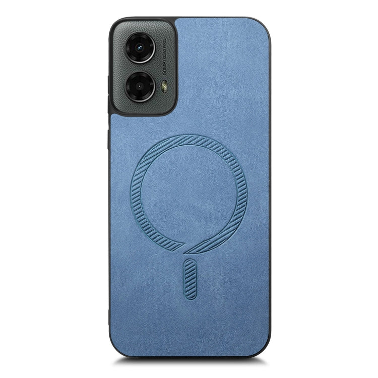 For Motorola Moto G 5G 2024 Retro Magsafe Magnetic PU Back Cover Phone Case(Blue) - Motorola Cases by buy2fix | Online Shopping UK | buy2fix