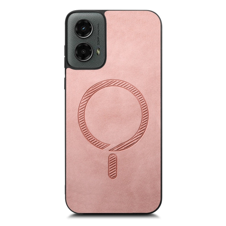 For Motorola Moto G 5G 2024 Retro Magsafe Magnetic PU Back Cover Phone Case(Pink) - Motorola Cases by buy2fix | Online Shopping UK | buy2fix