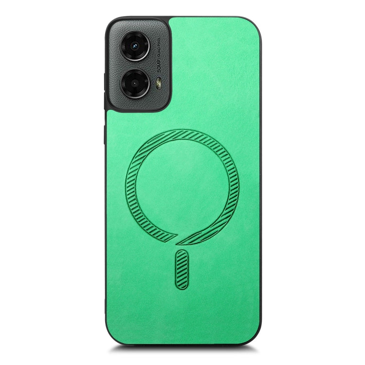 For Motorola Moto G 5G 2024 Retro Magsafe Magnetic PU Back Cover Phone Case(Green) - Motorola Cases by buy2fix | Online Shopping UK | buy2fix