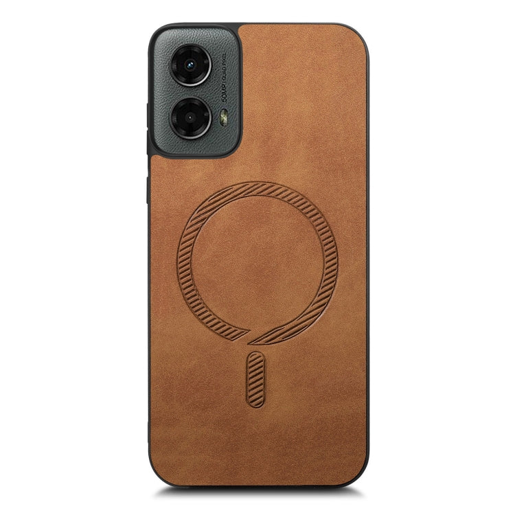 For Motorola Moto G 5G 2024 Retro Magsafe Magnetic PU Back Cover Phone Case(Brown) - Motorola Cases by buy2fix | Online Shopping UK | buy2fix