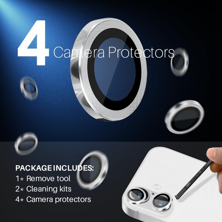 For iPhone 16 / 16 Plus NORTHJO 2 Sets 4pcs Camera Lens Protector Cover Metal Ring Film(Silver) - iPhone 16 Plus Tempered Glass by NORTHJO | Online Shopping UK | buy2fix