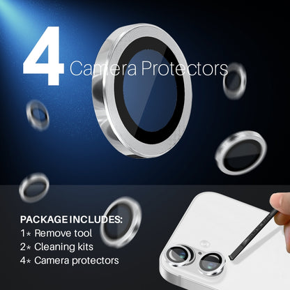 For iPhone 16 / 16 Plus NORTHJO 2 Sets 4pcs Camera Lens Protector Cover Metal Ring Film(Silver) - iPhone 16 Plus Tempered Glass by NORTHJO | Online Shopping UK | buy2fix