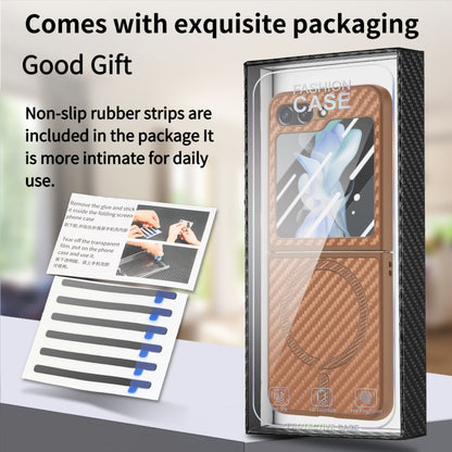 For Samsung Galaxy Z Flip6 Carbon Fiber Magsafe Phone Case(Brown) - Galaxy Z Flip6 5G Cases by buy2fix | Online Shopping UK | buy2fix