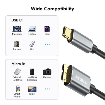 ENKAY USB 3.1 Type-C to USB 3.0 Micro B 10Gbps Data Camera Hard Drive Cable, Length:0.25m - Others by ENKAY | Online Shopping UK | buy2fix