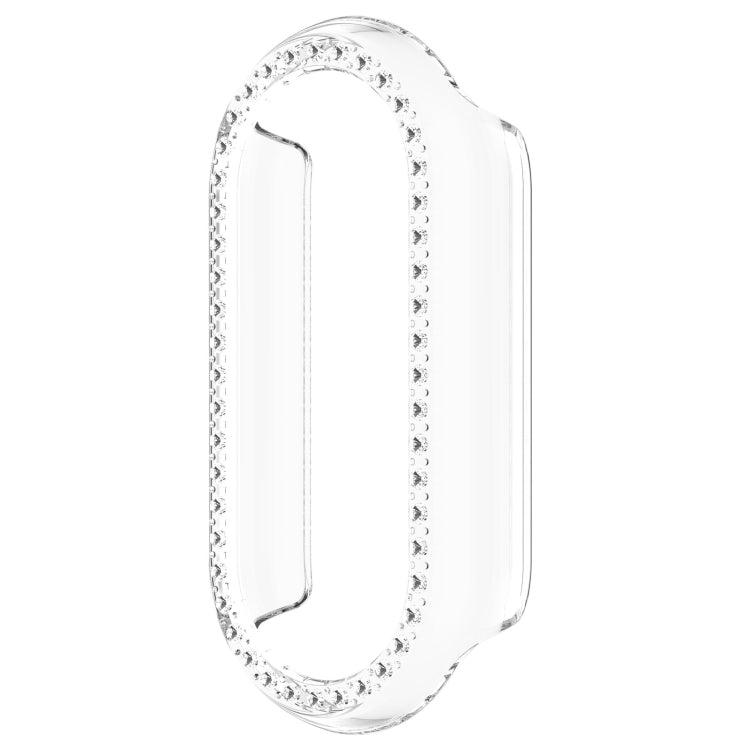 For Xiaomi Smart Band 9 NFC Diamond Half Coverage Hollow PC Watch Protective Case(Transparent White) - Watch Cases by buy2fix | Online Shopping UK | buy2fix