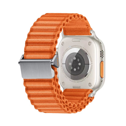 For Apple Watch Ultra 49mm Off Road Magnetic Buckle Braided Nylon Watch Band(Orange) - Watch Bands by buy2fix | Online Shopping UK | buy2fix