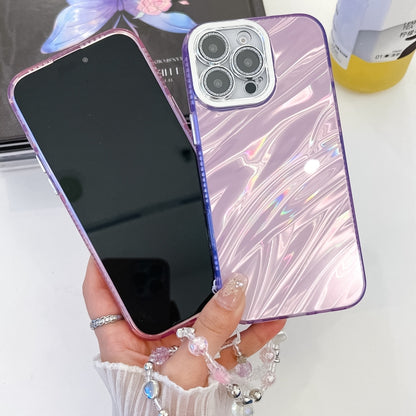 For iPhone 16 Pro Plating Glitter Texture Chain Wristband TPU Phone Case with Lens Film(Purple Wrinkles) - iPhone 16 Pro Cases by buy2fix | Online Shopping UK | buy2fix