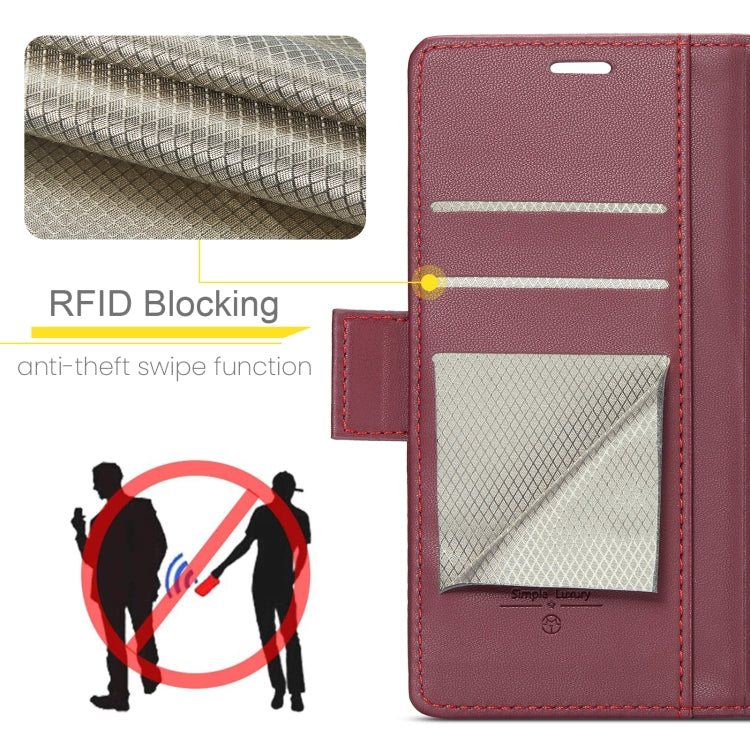 For iPhone 16 CaseMe 023 Butterfly Buckle Litchi Texture RFID Anti-theft Leather Phone Case(Red) - iPhone 16 Cases by CaseMe | Online Shopping UK | buy2fix