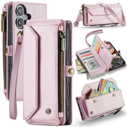 For iPhone 16 Plus CaseMe C36 Card Slots Zipper Wallet RFID Anti-theft Leather Phone Case(Pink) - iPhone 16 Plus Cases by CaseMe | Online Shopping UK | buy2fix