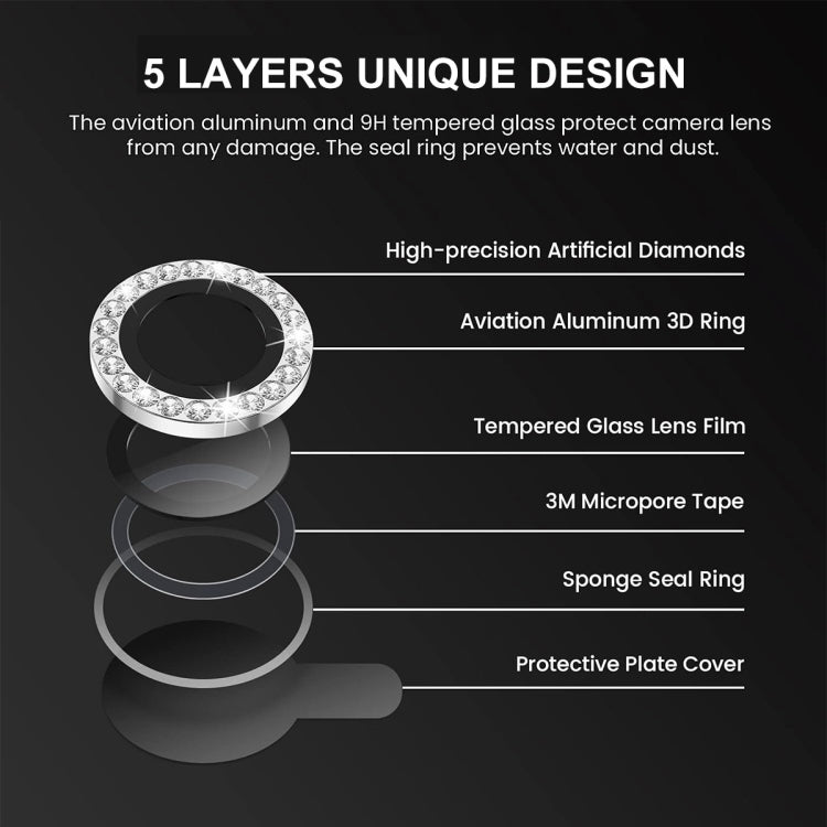 For iPhone 16 Pro / 16 Pro Max ENKAY AR Anti-reflection Individual Diamond Ring Camera Lens Glass Full Film(Black) - iPhone 16 Pro Max Tempered Glass by ENKAY | Online Shopping UK | buy2fix