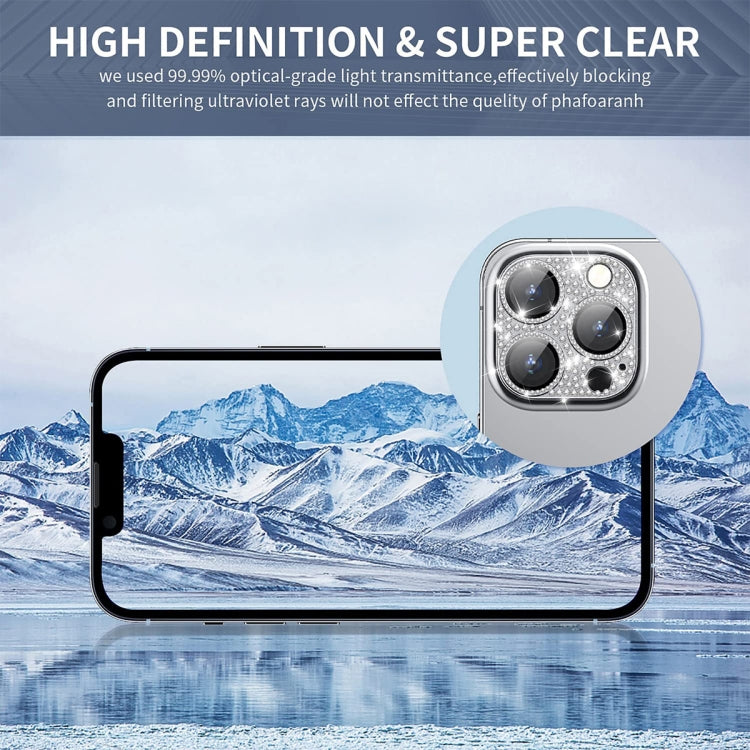 For iPhone 16 / 16 Plus ENKAY Hat-Prince Blink Diamond Camera Lens Aluminium Alloy Tempered Glass Film(Navy Blue) - iPhone 16 Tempered Glass by ENKAY | Online Shopping UK | buy2fix