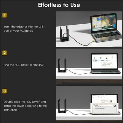 WAVLINK WN695X2 AX5400 USB WiFi 6 Dongle 4 Antennas Receiver Tri-Band Wireless Adapter - USB Network Adapter by WAVLINK | Online Shopping UK | buy2fix