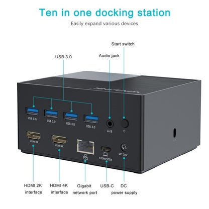 WAVLINK UG76PD2 3.5mm Audio, Gigabit Network Port Dual HD Universal Docking Station(US Plug) - HUB with Lan adapter by WAVLINK | Online Shopping UK | buy2fix