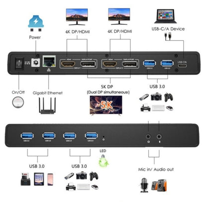 WAVLINK UG69PD6 Dual 4K Laptop Docking Station 5K HD Displaylink 65 / 100W PD Charging, Plug:UK Plug -  by WAVLINK | Online Shopping UK | buy2fix