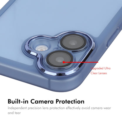 For iPhone 16 ENKAY Hat-Prince Translucent Matte TPU Phone Case with Lens Film(Blue) - iPhone 16 Cases by ENKAY | Online Shopping UK | buy2fix