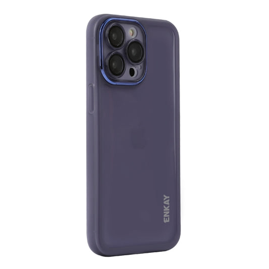 For iPhone 16 Pro ENKAY Hat-Prince Translucent Matte TPU Phone Case with Lens Film(Purple) - iPhone 16 Pro Cases by ENKAY | Online Shopping UK | buy2fix