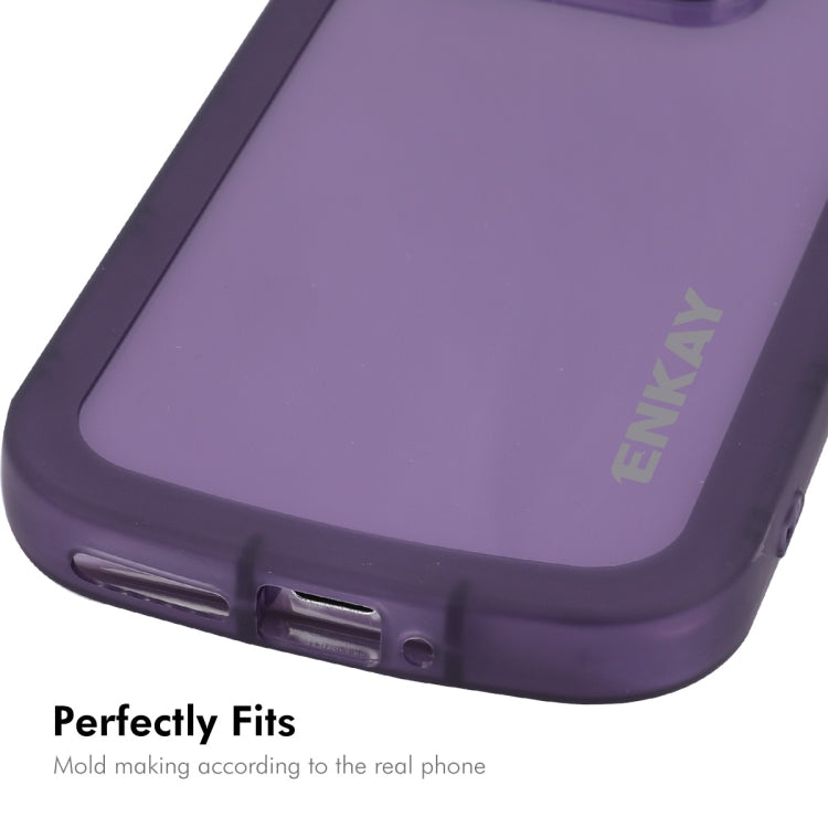 For Xiaomi 14 ENKAY Hat-Prince Translucent Matte TPU Phone Case + 9H Big Arc Edge Glass Film(Purple) - 14 Cases by ENKAY | Online Shopping UK | buy2fix