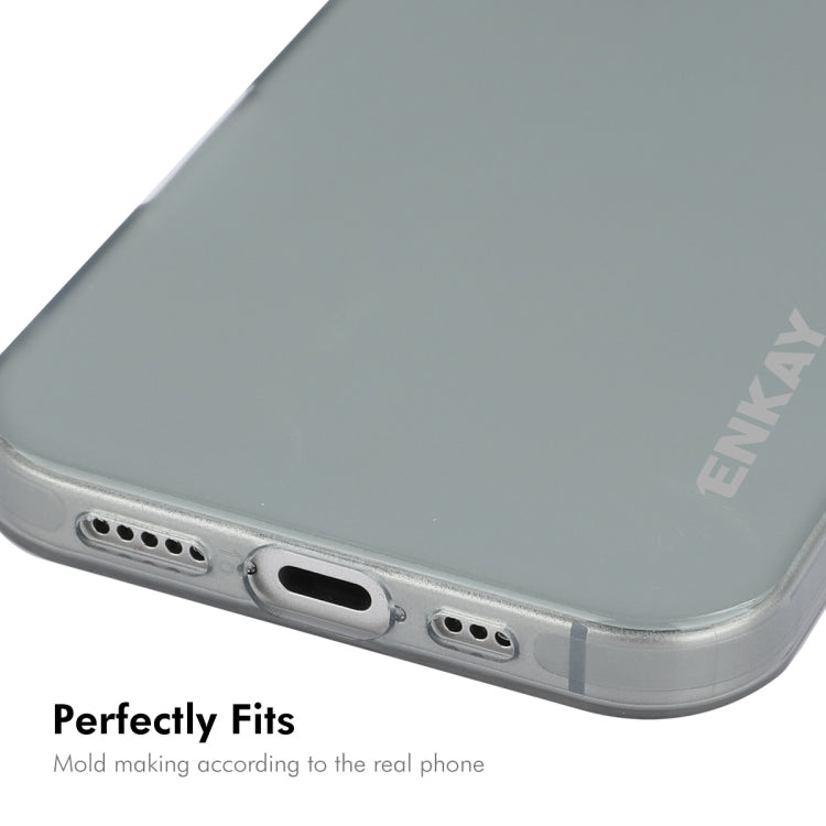 For iPhone 16 ENKAY Hat-Prince Translucent Matte TPU Phone Case + 9H Big Arc Edge Film(Grey) - iPhone 16 Cases by ENKAY | Online Shopping UK | buy2fix