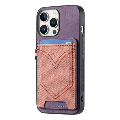 For iPhone 16 Pro Max Denim Texture Leather Skin Phone Case with Card Slot(Purple) - iPhone 16 Pro Max Cases by buy2fix | Online Shopping UK | buy2fix