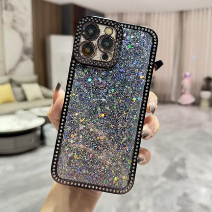 For iPhone 16 Pro Max Diamond Glitter Sequins TPU Phone Case(Black) - iPhone 16 Pro Max Cases by buy2fix | Online Shopping UK | buy2fix