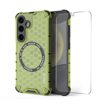 For Samsung Galaxy S23+ 5G ENKAY Hat-Prince Honeycomb MagSafe Shockproof Phone Case with 0.18mm Film(Green) - Galaxy S23+ 5G Cases by ENKAY | Online Shopping UK | buy2fix