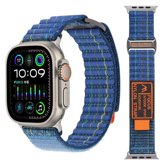 For Apple Watch Ultra 49mm Two Sections Nylon Hook and Loop Fastener Watch Band(Scuba Blue) - Watch Bands by buy2fix | Online Shopping UK | buy2fix