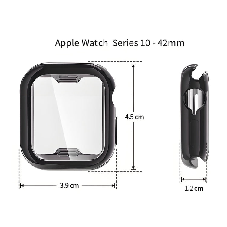 For Apple Watch Series 10 42mm ENKAY Hat-Prince Electroplated Soft TPU Case with Screen Film(Silver) - Watch Cases by ENKAY | Online Shopping UK | buy2fix