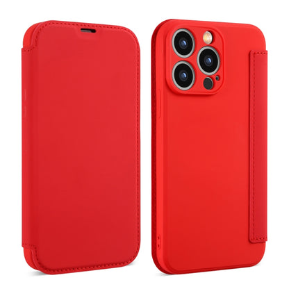 For iPhone 16 Plus Imitate Liquid Skin Feel Leather Phone Case with Card Slots(Red) - iPhone 16 Plus Cases by buy2fix | Online Shopping UK | buy2fix