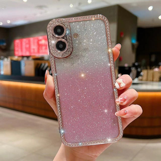 For iPhone 16 Diamond Gradient Glitter Plated TPU Phone Case(Pink) - iPhone 16 Cases by buy2fix | Online Shopping UK | buy2fix