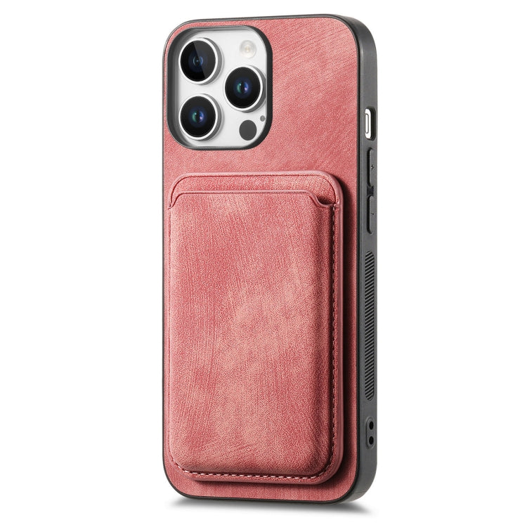 For iPhone 16 Pro Retro Leather Card Bag Magnetic Phone Case(Pink) - iPhone 16 Pro Cases by buy2fix | Online Shopping UK | buy2fix