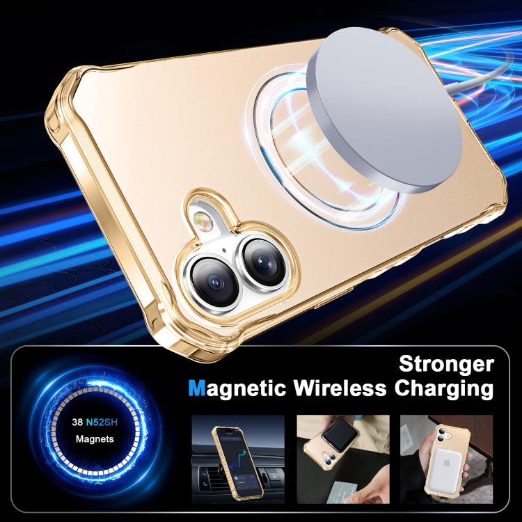 For iPhone 16 Plus Clear Wave MagSafe Holder Phone Case(Gold) - iPhone 16 Plus Cases by buy2fix | Online Shopping UK | buy2fix