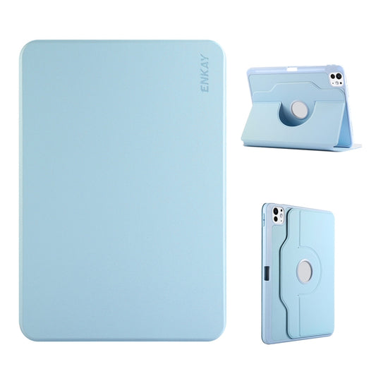 For iPad Pro 12.9 2022/ Air 13 2024 ENKAY 360 Rotation TPU Leather Smart Tablet Case with Pen Slot(Light Blue) - iPad Air 13 2024 Cases by ENKAY | Online Shopping UK | buy2fix