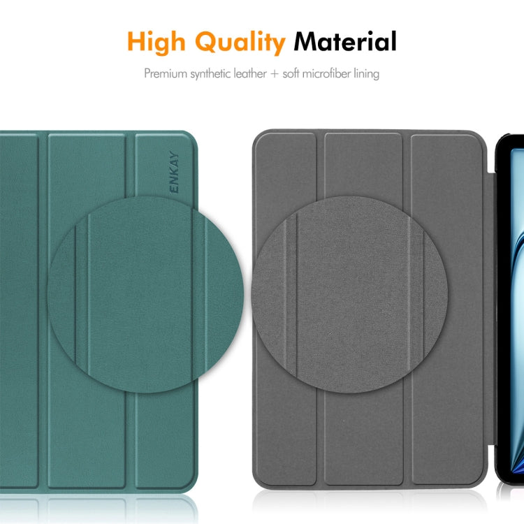 For Samsung Galaxy Tab S10+ / S9+ / S9 FE+ ENKAY Tri-fold Custer Texture Plastic Leather Smart Tablet Case with Pen Slot(Grey) - Galaxy Tab S9+ Cases by ENKAY | Online Shopping UK | buy2fix