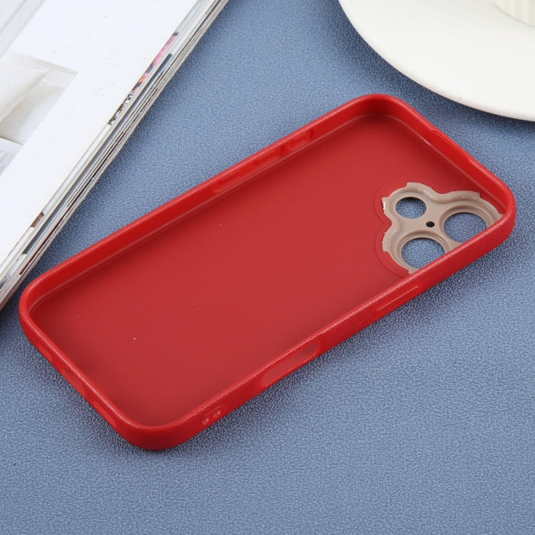 For iPhone 16 Plus Plain Imitation Leather Back Cover Phone Case(Red) - iPhone 16 Plus Cases by buy2fix | Online Shopping UK | buy2fix