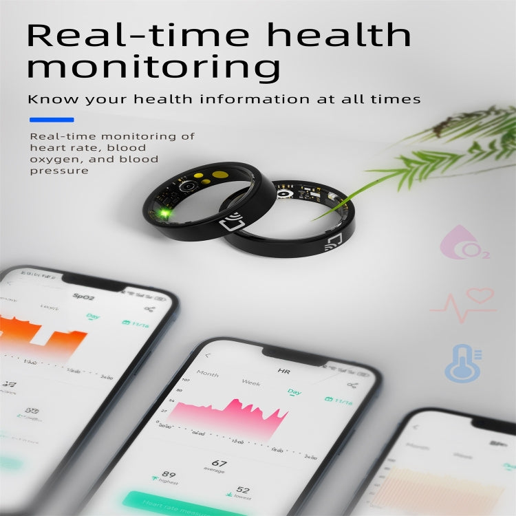 R20 SIZE 8 Smart Ring, Support Heart Rate / Blood Oxygen / Sleep Monitoring / Multiple Sports Modes(Black) - Smart Rings / Smart Telephones by buy2fix | Online Shopping UK | buy2fix