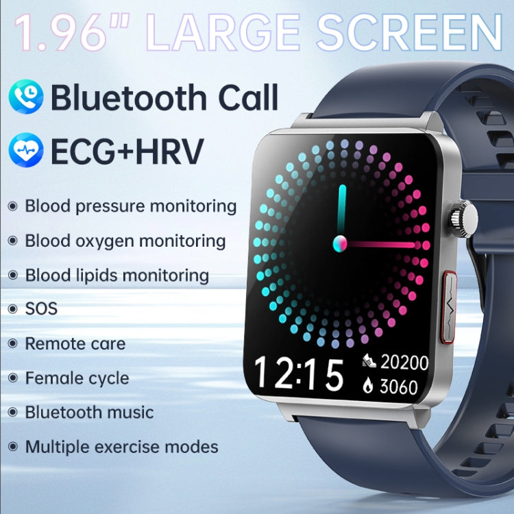 KS03 Pro 1.96 inch Color Screen Smart Watch, Support Bluetooth Call / Health Monitoring(Silver Blue) - Smart Watches by buy2fix | Online Shopping UK | buy2fix