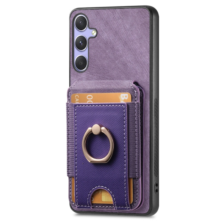 For Samsung Galaxy S25 Ultra 5G Retro Splitable Magnetic Stand Card Bag Leather Phone Case(Purple) - Galaxy S25 Ultra 5G Cases by buy2fix | Online Shopping UK | buy2fix