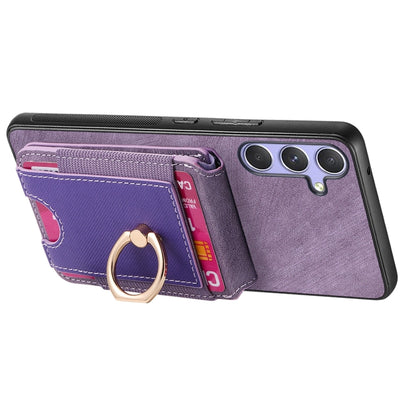 For Samsung Galaxy S25 Ultra 5G Retro Splitable Magnetic Stand Card Bag Leather Phone Case(Purple) - Galaxy S25 Ultra 5G Cases by buy2fix | Online Shopping UK | buy2fix