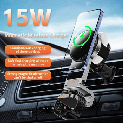 SD16 For Phone Watch Earphone Car Air Vent Phone Holder Magnetic 3 in 1 Wireless Charger(Black) - Car Charger by buy2fix | Online Shopping UK | buy2fix