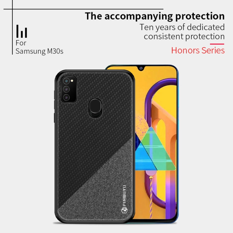 For Galaxy M30S PINWUYO Rong Series  Shockproof PC + TPU+ Chemical Fiber Cloth Protective Cover(Black) - Galaxy Phone Cases by PINWUYO | Online Shopping UK | buy2fix