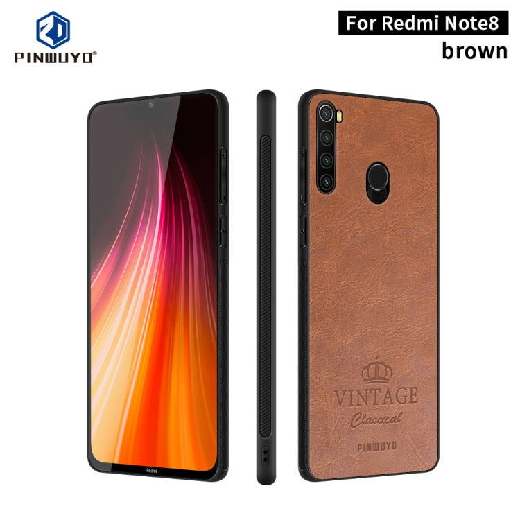 For Xiaomi RedMi Note 8 PINWUYO Pin Rui Series Classical Leather, PC + TPU + PU Leather Waterproof And Anti-fall All-inclusive Protective Shell(Brown) - Xiaomi Cases by PINWUYO | Online Shopping UK | buy2fix