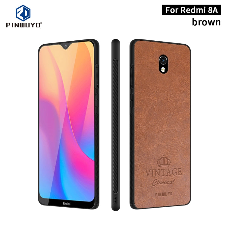 For Xiaomi RedMi 8A PINWUYO Pin Rui Series Classical Leather, PC + TPU + PU Leather Waterproof And Anti-fall All-inclusive Protective Shell(Brown) - Xiaomi Cases by PINWUYO | Online Shopping UK | buy2fix